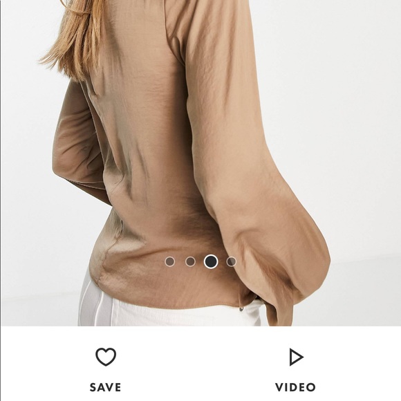 Flare sleeve blouse with high neck in champagne color - Picture 1 of 3